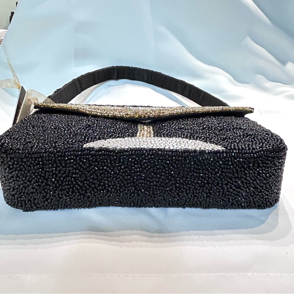 Handcrafted Beaded Shoulder Bag Martini w/ Olive Jewel Black Made In India NWT - Picture 3 of 11